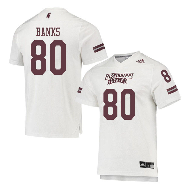 Men #80 Jay Banks Mississippi State Bulldogs College Football Jerseys Sale-White